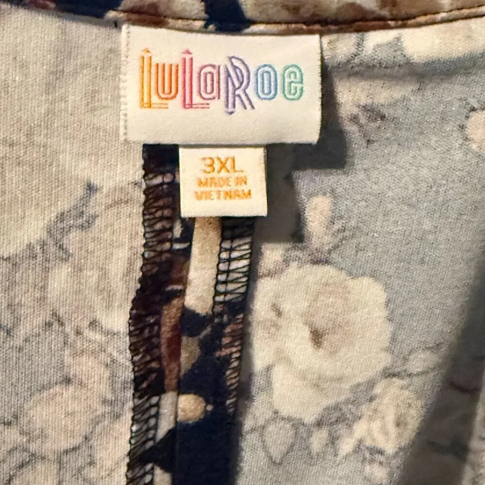 Lularoe Gwen Blazer Jacket 3XL Navy Blue Floral Open Front - Picture 7 of 7